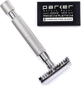 img 3 attached to Parker 68S Stainless Steel Handle Safety Razor - Double Edge, Open Comb Head Design with 5 Blades