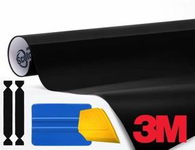 img 1 attached to 🚗 Enhance Your Vehicle with the 3M 1080 Gloss Black Air-Release Vinyl Wrap Roll Including Toolkit (1ft x 5ft)