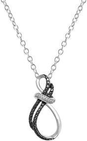 img 4 attached to 💎 Stunning Jewelili Sterling Silver Infinity Pendant Necklace with Treated Black, Blue, and Natural White Round Diamond Accents