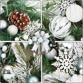 img 2 attached to 🎄 Adeeing 24 Inch Outdoor Christmas Wreath for Front Door - Battery Operated Xmas Wreath with Silver White Ball Ornaments, Bows, and 20 LED Lights - Home Holiday Decor