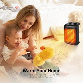 img 1 attached to 🔥 BEYOND BREEZE Space Heater - Efficient 1500W Ceramic Portable Electric Heater with Tip-Over Switch and Overheat Protection - Adjustable Thermostat for Quiet and Safe Indoor Use in Office or Bedroom
