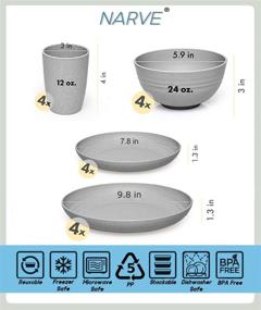 img 3 attached to 🍽️ Dinnerware Grey Unbreakable Set: Lightweight, Safe, Reusable, Dishwasher-Friendly Choice