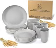 🍽️ dinnerware grey unbreakable set: lightweight, safe, reusable, dishwasher-friendly choice logo