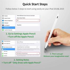img 1 attached to 🖊️ White Active Stylus Pens for 2019 iPad 7th Generation 10.2" with Palm Rejection, Type-C Charge, and 1.0mm Fine Plastic Tip - Digital Pen, Fine Tip Stylus Pencil for Apple 10.2-inch iPad 7th Gen