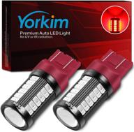 yorkim 7440 led bulb bright red lights - t20, 7443, 7441, w21w, 7444 bulbs (pack of 2) for reverse/backup/brake light - 5730 33 smd logo