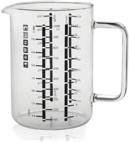 Simax Glass Measuring Cup | Durable Borosilicate Glass, Easy to Read Metric  Measurements- Liter, Milliliter, Ounce, Sugar Grams, Flour Grams, Drip