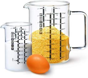 img 4 attached to Simax Borosilicate Glass Measuring Cup Set - Durable & Easy-to-Read Metric Measurements for Liter, Milliliter, Ounce, Sugar Grams - Drip-Free Spout - Microwave Safe - 2 Pack (32 oz & 16 oz)