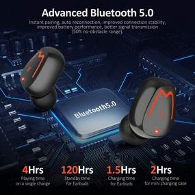 img 1 attached to 🎧 Беспроводные наушники с защитой IPX7 от воды и мощным басом - Bluetooth наушники для спорта, бега - сенсорное управление, 25 часов воспроизведения - быстрая зарядка через USB-C, режимы Twin & Mono - серый.