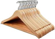 20 pack natural wooden suit hangers - smooth finish, solid coat hangers with high-grade quality for clothes, suits, dresses, jackets, pants, camisoles логотип