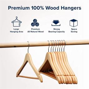 img 1 attached to 20 Pack Natural Wooden Suit Hangers - Smooth Finish, Solid Coat Hangers with High-Grade Quality for Clothes, Suits, Dresses, Jackets, Pants, Camisoles