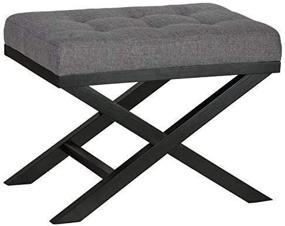 img 2 attached to 🪑 Gray Solid Wood X Legs Bench Ottoman by Cortesi Home Kayla