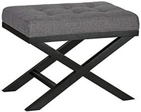 img 4 attached to 🪑 Gray Solid Wood X Legs Bench Ottoman by Cortesi Home Kayla