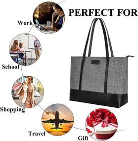 img 2 attached to 👜 Stylish and Spacious Laptop Tote Bag for Women - Fits 15.6-17 Inch Laptop, Lightweight, Water Resistant Nylon, Shoulder Bag, Messenger Bag