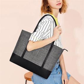 img 3 attached to 👜 Stylish and Spacious Laptop Tote Bag for Women - Fits 15.6-17 Inch Laptop, Lightweight, Water Resistant Nylon, Shoulder Bag, Messenger Bag