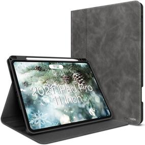 img 4 attached to Case For IPad Pro 11 Inch 2021 3Rd Generation 2Nd/1St Gen 2020/2018 PU Leather With Pencil Holder Smart Cover Auto Sleep/Wake