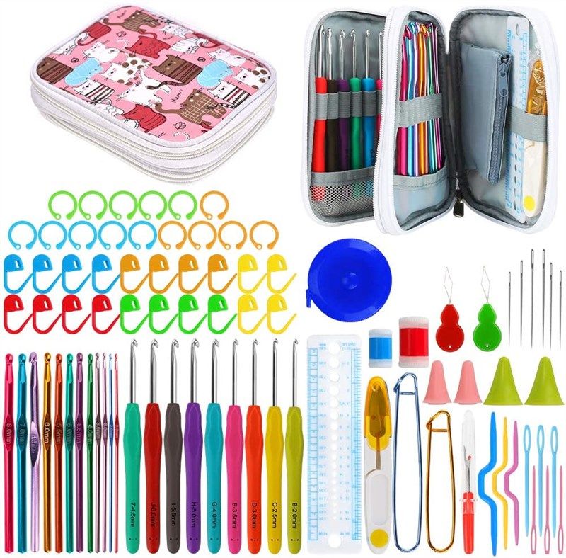  Coopay 63 PCS Crochet Kit, Upgraded Hanging Crochet Set with  Case & Yarn for Crocheting, Crochet Hook Set for Beginners Crochet Hook Kit  with Crochet Book, Crochet Hooks, Knitting & Crochet