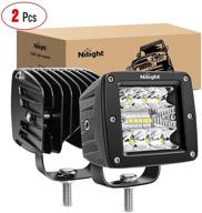 nilight 3inch 42w 2pcs led cubes: upgraded spot flood combo beam square pod lights for offroad vehicles - 2 years warranty (14025c-b) logo