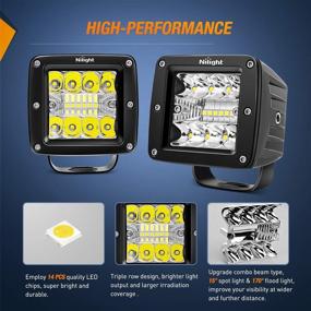 img 2 attached to Nilight 3Inch 42W 2PCS LED Cubes: Upgraded Spot Flood Combo Beam Square Pod Lights for Offroad Vehicles - 2 Years Warranty (14025C-B)