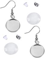 📿 set of 20 earring wire hooks with 10mm cabochon settings, includes 20 glass cabochons and 40 earring backs, ideal for diy jewelry making with 10mm cabochons logo