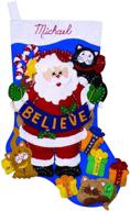 🎅 tobin dw5001 believe stocking felt applique kit - 17-inch long: create festive holiday stockings! logo