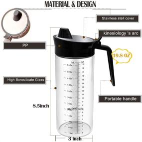 img 3 attached to 🍶 Drip-Free Glass Olive Oil Dispenser & Salad Dressing Bottle with Easy Pour Spout – Marbrasse (Black)