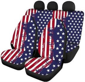 img 4 attached to TSVAGA American Flag Design Car Seat Covers Full Set Front And Rear Elastic Universal Fit Auto Seats Protector Cover Breathable Super Soft Winter Warm Vehicle Seats Decor Accessories For Car