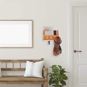 img 2 attached to 🗝️ Flintar Solid Wood Wall Mounted Key and Mail Holder with 4 Hooks - Multi-functional Organizer for Entryway, Mudroom, and Home Décor - Rustic Oak Finish