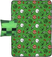 🎮 official marvel jay franco minecraft creeper plush pillow and 40x50-inch throw blanket - super soft nogginz set for kids: 2-piece bundle logo