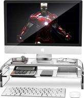 🖥️ abovetek 2-tier acrylic monitor stand - clear computer riser with keyboard storage - ideal for home office - 18.9" x 8.7" multi monitor desk stand for imac, laptop, printer, tv logo