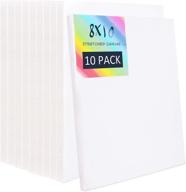 pack of 10 white stretched canvas - professional grade artist quality for canvas art painting (8x10 inches) logo