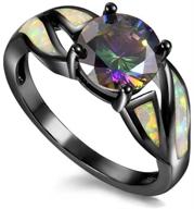 💍 black rhodium plated fire opal infinity ring with cubic zircon - ideal for weddings, engagements & anniversaries - stylish women's ring logo