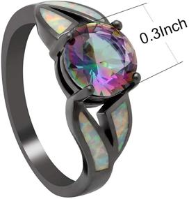 img 3 attached to 💍 Black Rhodium Plated Fire Opal Infinity Ring with Cubic Zircon - Ideal for Weddings, Engagements & Anniversaries - Stylish Women's Ring