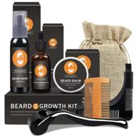 🧔 complete beard growth grooming kit - boost beard and hair growth with massage tool, serum, shampoo, balm, comb, and styling tool - perfect gifts for men: dad, husband, boyfriend, brother logo