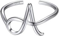 chicsilver персонализированное кольцо с инициалом a-z, из 925 серебра, стекируемое кольцо - размер регулируемый 6-11 с подарочной коробкой логотип