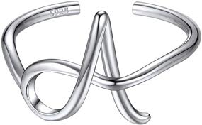 img 4 attached to ChicSilver Personalized Initial Letter Ring A-Z, 925 Sterling Silver Stackable Ring - Adjustable Size 6-11 with Gift Box