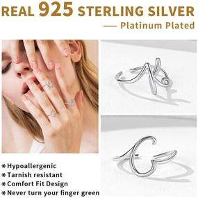 img 1 attached to ChicSilver Personalized Initial Letter Ring A-Z, 925 Sterling Silver Stackable Ring - Adjustable Size 6-11 with Gift Box