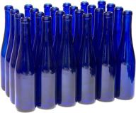 north mountain supply 375ml cobalt blue glass stretch hock wine bottle flat-bottomed cork finish - case of 24 logo