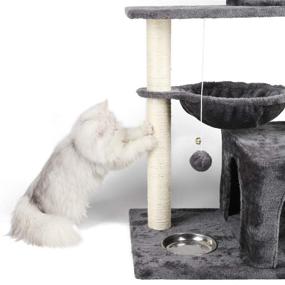 img 1 attached to JS NOVA JUNS Light Gray Cat Tree with Sisal Scratching 🐱 Posts, Cozy Condos, Fur Ball and Basket - Cat Tower Furniture for Kittens