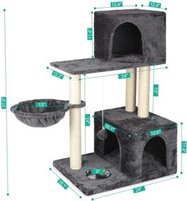 img 3 attached to JS NOVA JUNS Light Gray Cat Tree with Sisal Scratching 🐱 Posts, Cozy Condos, Fur Ball and Basket - Cat Tower Furniture for Kittens