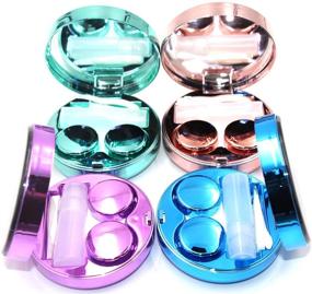 img 2 attached to 🌟 Cute Fashion Contact Lens Case for Travel - Portable Glitter Luxury Bling Stars Liquid Quicksand Eye Care Set (Pink-1)