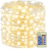 🎄 decute 500led fairy string lights warm white - 164ft silver wire w/remote: perfect for diy christmas tree, costume, wedding & party decoration логотип