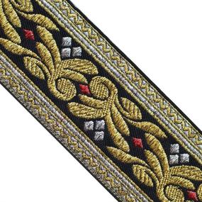 img 2 attached to 🎀 JL 425 Jacquard Metallic Gold Floral Black Ribbon Trim - 2" (50mm) 3 Yards - Perfect for Sewing, Crafting, Home Decor, Weddings & More!