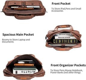 img 3 attached to 👜 Handmade Leather Men's Business Travel Briefcase - Messenger Laptop Bag