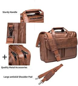 img 2 attached to 👜 Handmade Leather Men's Business Travel Briefcase - Messenger Laptop Bag