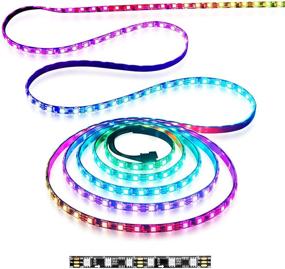 img 4 attached to Aclorol WS2811 Addressable LED Strip Light 5050 RGB 16FT 300 SMD (100 Pixels) Dream Color Waterproof IP65 Black PCB 12V DC …