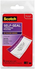 img 2 attached to 🔖 3M Scotch Self-Sealing Laminating Pouches: Bag Tags with Loops (LS853-5G) - Glossy, Pack of 5