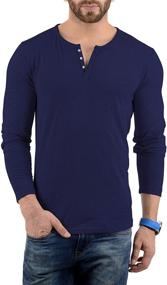 img 4 attached to Красная мужская футболка Henley с длинным рукавом