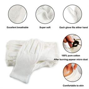 img 2 attached to 100% Cotton Eczema Gloves for Small Bulk Purchase - 12 🧤 Pairs, Thin Dry Hand Therapy Gloves for Moisturizing, Women's Night Sleeping Gloves