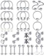 lauritami 16g stainless steel tragus earring horseshoe barbell for forward 💎 helix hoop, cartilage, lip, labret, eyebrow, rook, daith piercing - women's jewelry logo