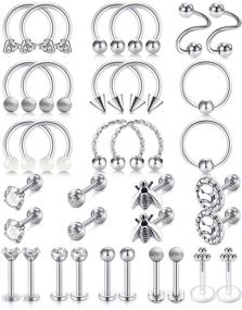 img 2 attached to LAURITAMI 16G Stainless Steel Tragus Earring Horseshoe Barbell for Forward 💎 Helix Hoop, Cartilage, Lip, Labret, Eyebrow, Rook, Daith Piercing - Women's Jewelry